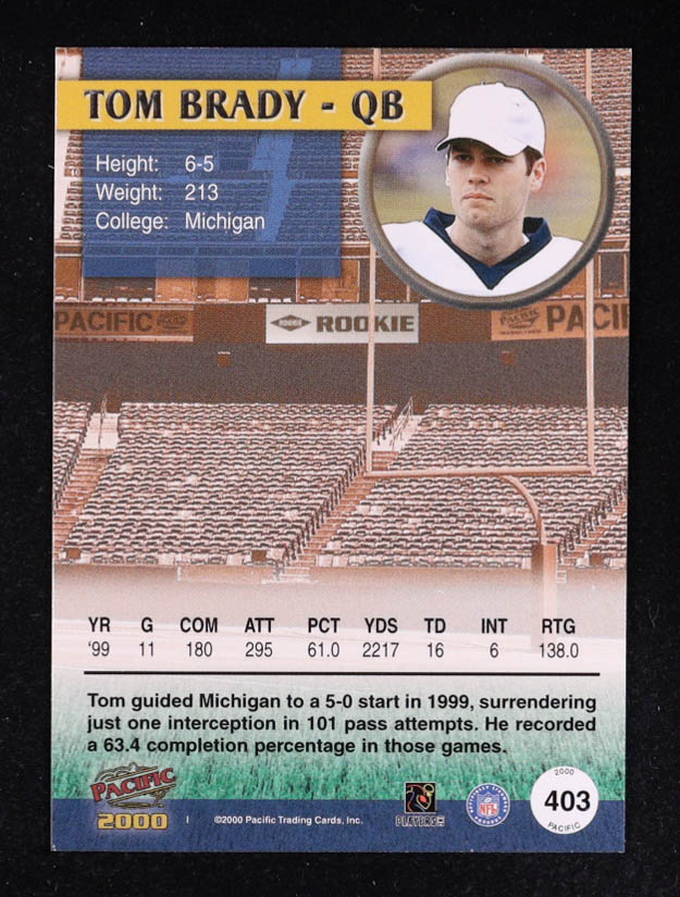 Tom Brady 2000 Pacific #403 RC at PristineAuction.com Tom Brady 2000 Pacific #403 RC at PristineAuction.com