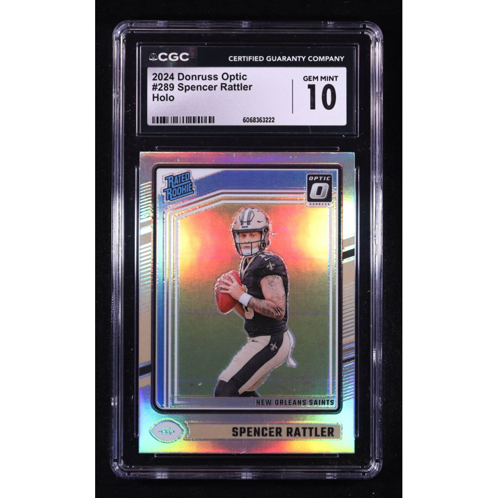 Spencer Rattler 2024 Donruss Optic Holo #289 RR RC (CGC 10) at PristineAuction.com Spencer Rattler 2024 Donruss Optic Holo #289 RR RC (CGC 10) at PristineAuction.com