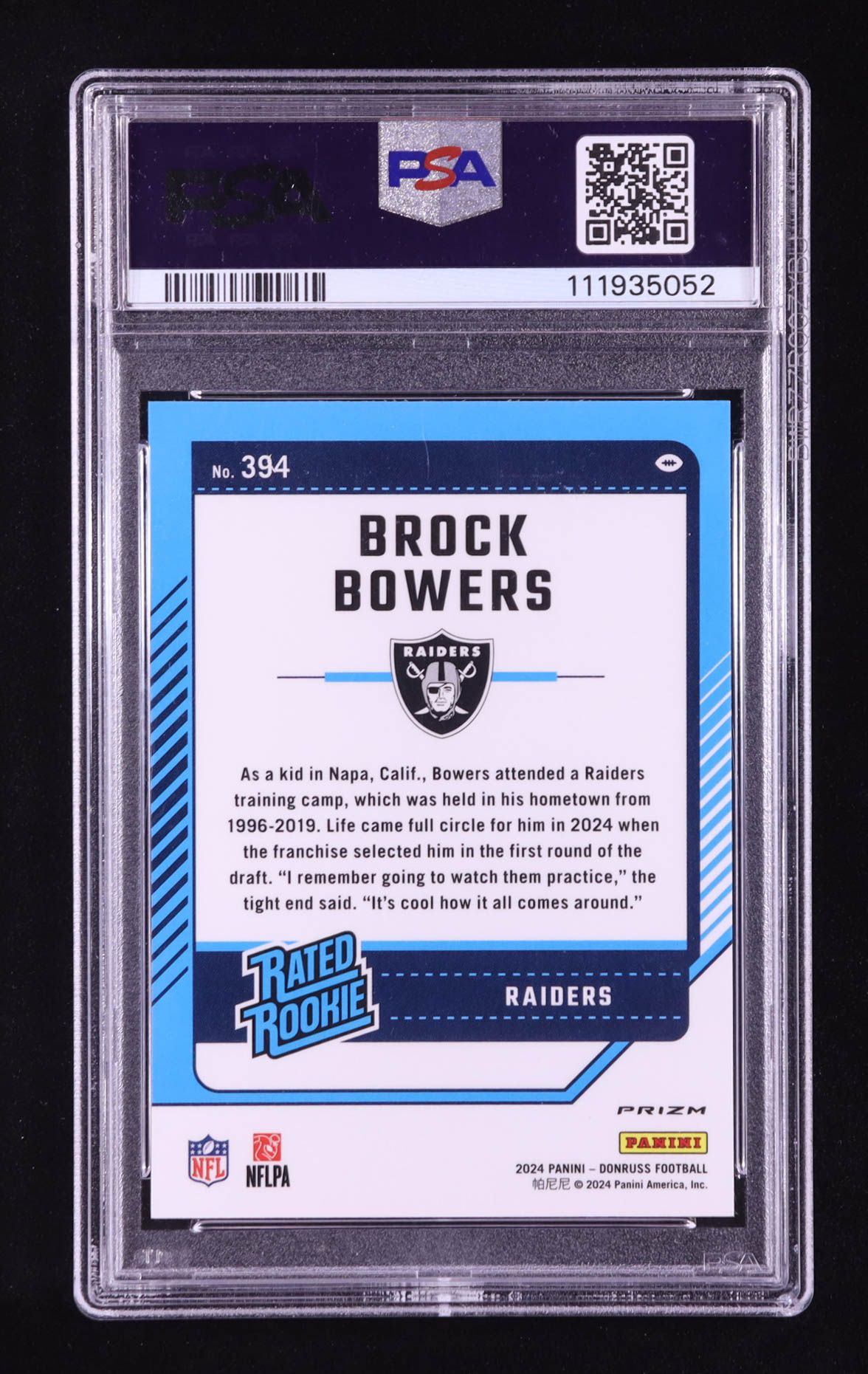 Brock Bowers 2024 Donruss Optic Rated Rookies Preview Red Pandora #394 RC (PSA 9) at PristineAuction.com Brock Bowers 2024 Donruss Optic Rated Rookies Preview Red Pandora #394 RC (PSA 9) at PristineAuction.com