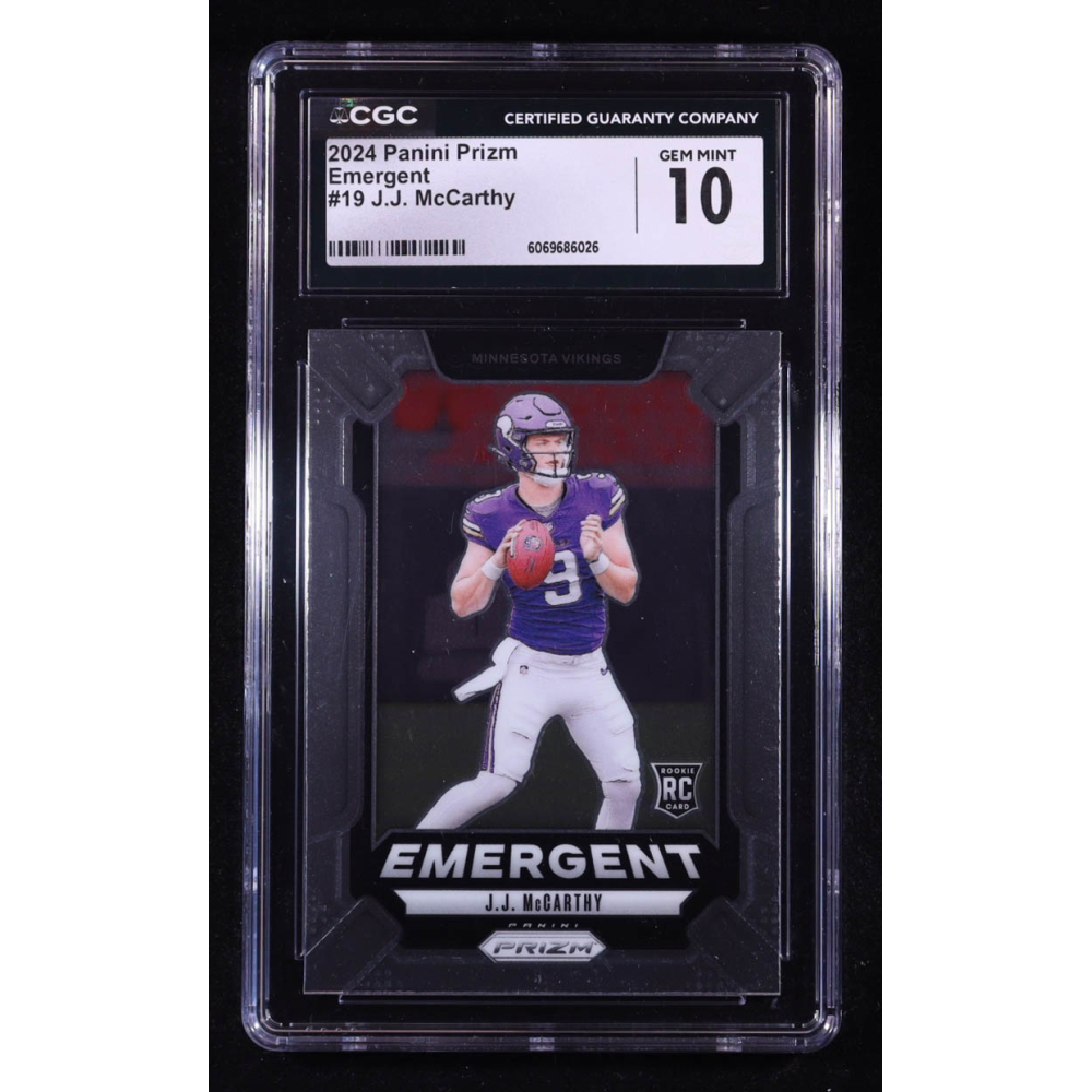 JJ McCarthy 2024 Panini Prizm Emergent #19 RC (CGC 10) at PristineAuction.com