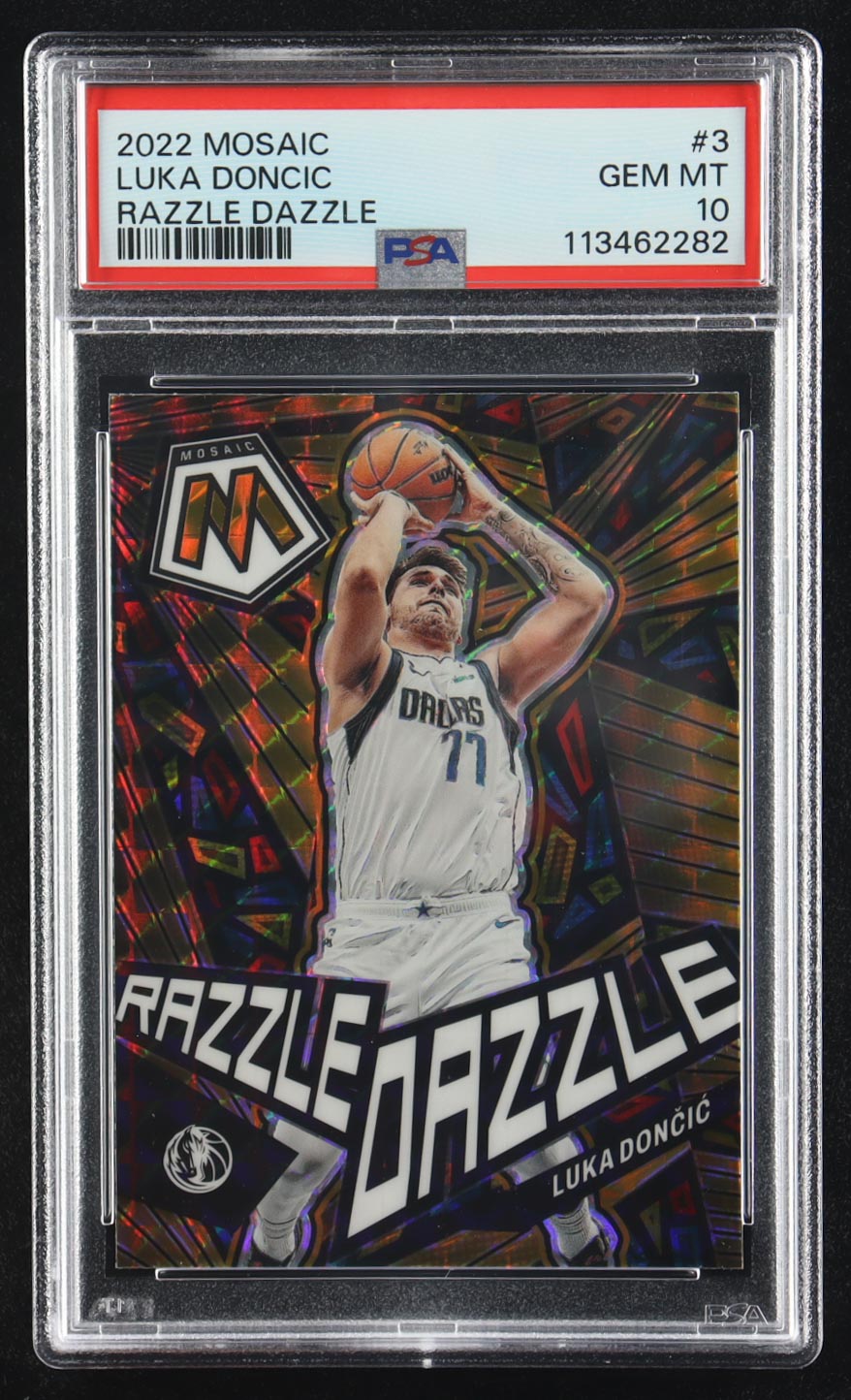 Luka Doncic 2022-23 Panini Mosaic Razzle Dazzle #3 (PSA 10) at PristineAuction.com Luka Doncic 2022-23 Panini Mosaic Razzle Dazzle #3 (PSA 10) at PristineAuction.com