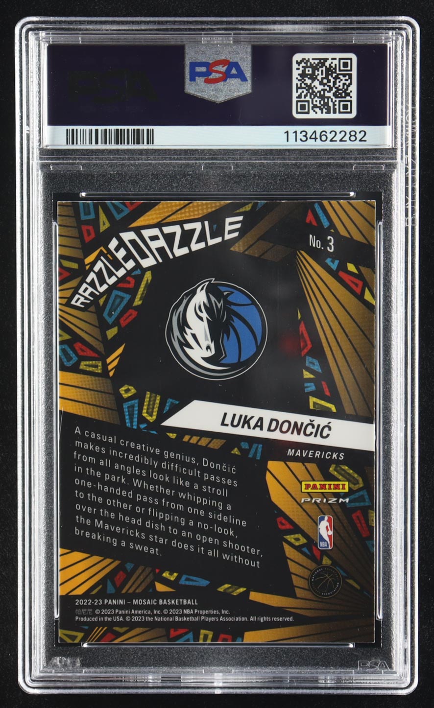 Luka Doncic 2022-23 Panini Mosaic Razzle Dazzle #3 (PSA 10) at PristineAuction.com Luka Doncic 2022-23 Panini Mosaic Razzle Dazzle #3 (PSA 10) at PristineAuction.com