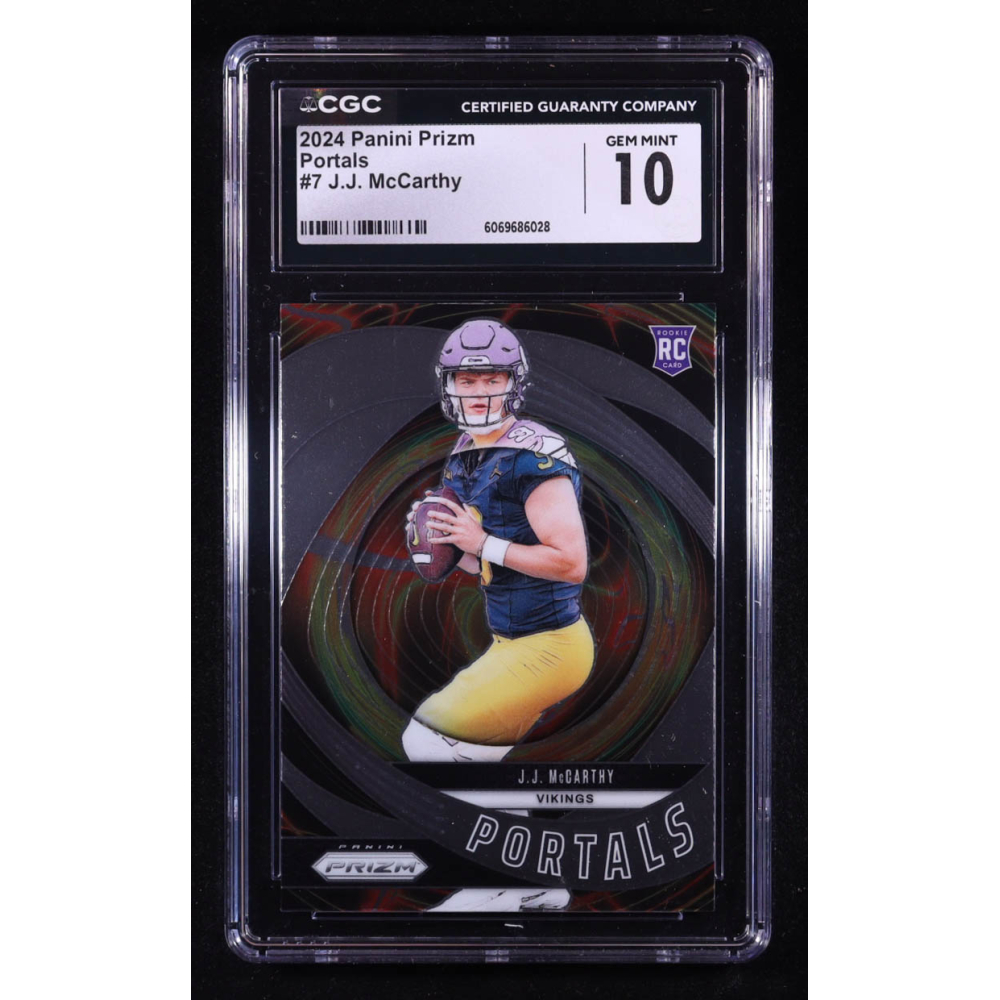 JJ McCarthy 2024 Panini Prizm Portals #7 RC (CGC 10) at PristineAuction.com