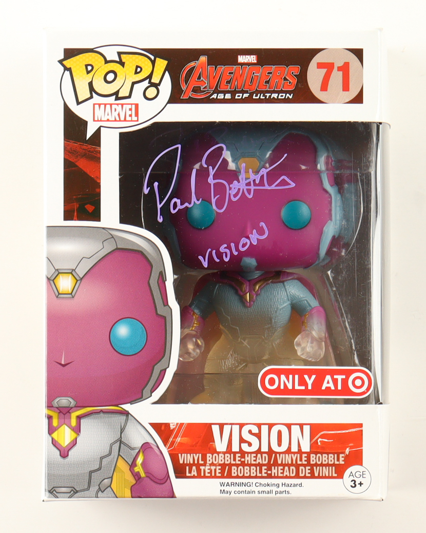 Paul Bettany Signed "Avengers: Age Of Ultron" #71 Vision Bobble-Head Funko Pop! Vinyl Figure Inscribed "Vision" (JSA) at PristineAuction.com Paul Bettany Signed "Avengers: Age Of Ultron" #71 Vision Bobble-Head Funko Pop! Vinyl Figure Inscribed "Vision" (JSA) at PristineAuction.com