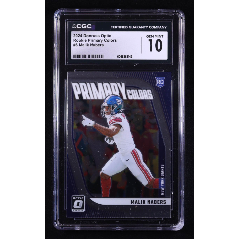 Malik Nabers 2024 Donruss Optic Rookie Primary Colors #6 RC (CGC 10) at PristineAuction.com Malik Nabers 2024 Donruss Optic Rookie Primary Colors #6 RC (CGC 10) at PristineAuction.com