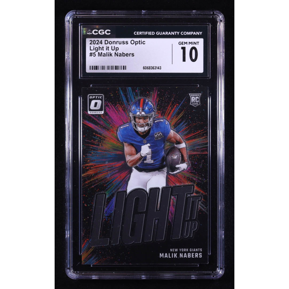 Malik Nabers 2024 Donruss Optic Light it Up #5 RC (CGC 10) at PristineAuction.com