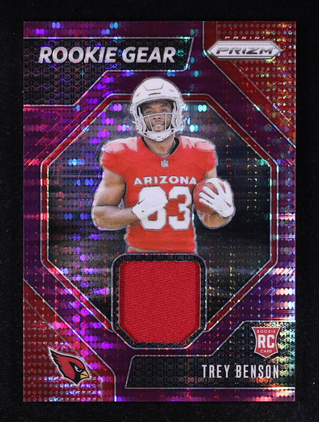 Trey Benson 2024 Panini Prizm Rookie Gear Purple Pulsar #29 RC at PristineAuction.com Trey Benson 2024 Panini Prizm Rookie Gear Purple Pulsar #29 RC at PristineAuction.com
