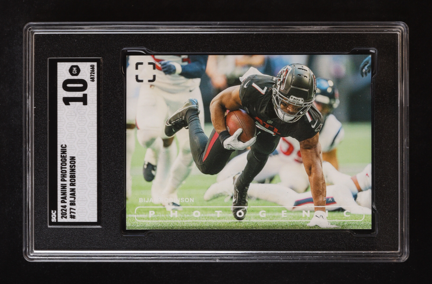 Bijan Robinson 2024 Panini Photogenic #77 (SGC 10) at PristineAuction.com Bijan Robinson 2024 Panini Photogenic #77 (SGC 10) at PristineAuction.com