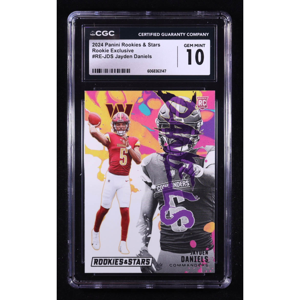 Jayden Daniels 2024 Rookies and Stars Rookie Exclusive #2 RC (CGC 10) at PristineAuction.com Jayden Daniels 2024 Rookies and Stars Rookie Exclusive #2 RC (CGC 10) at PristineAuction.com