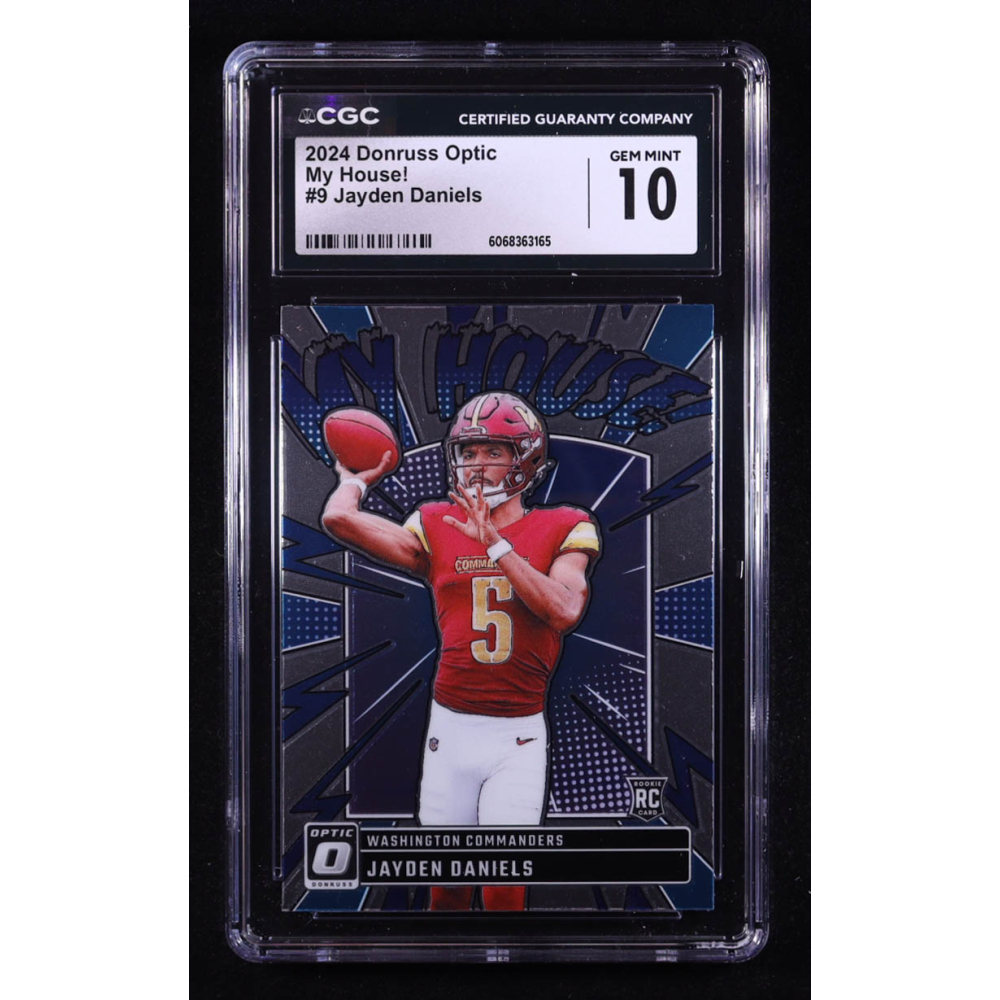 Jayden Daniels 2024 Donruss Optic My House! #9 RC (CGC 10) at PristineAuction.com Jayden Daniels 2024 Donruss Optic My House! #9 RC (CGC 10) at PristineAuction.com
