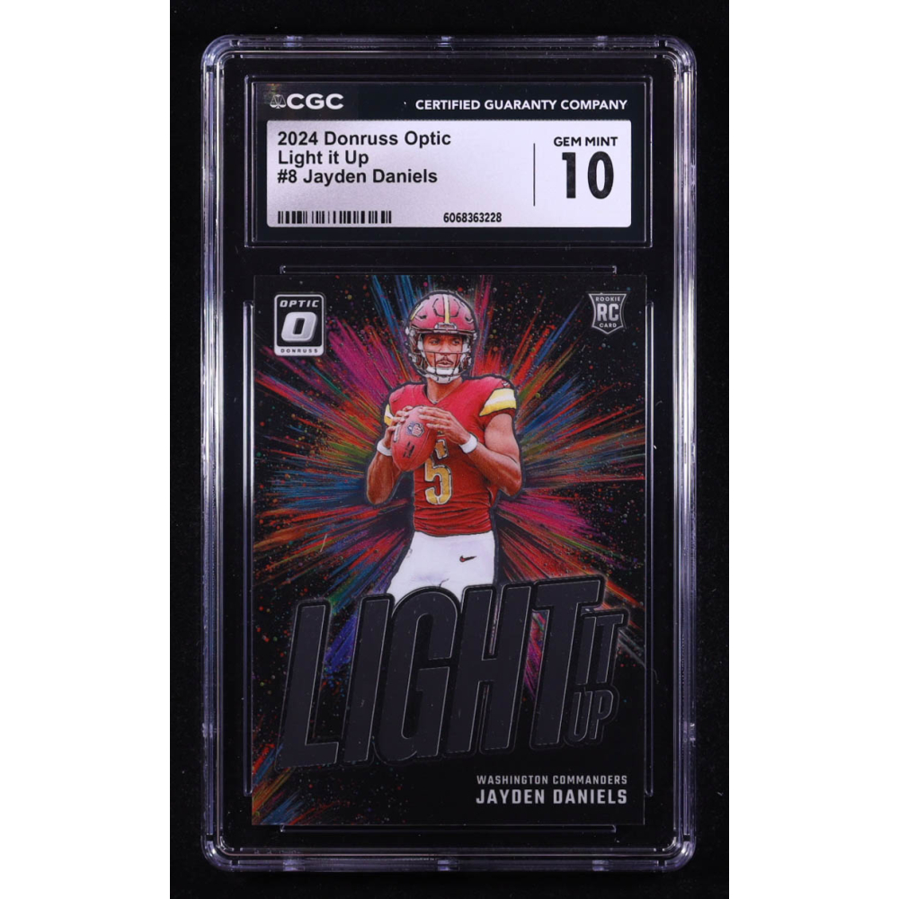 Jayden Daniels 2024 Donruss Optic Light it Up #8 RC (CGC 10) at PristineAuction.com Jayden Daniels 2024 Donruss Optic Light it Up #8 RC (CGC 10) at PristineAuction.com