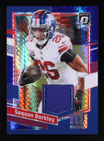 Saquon Barkley 2023 Donruss Optic Threads Blue Hyper #3 at PristineAuction.com