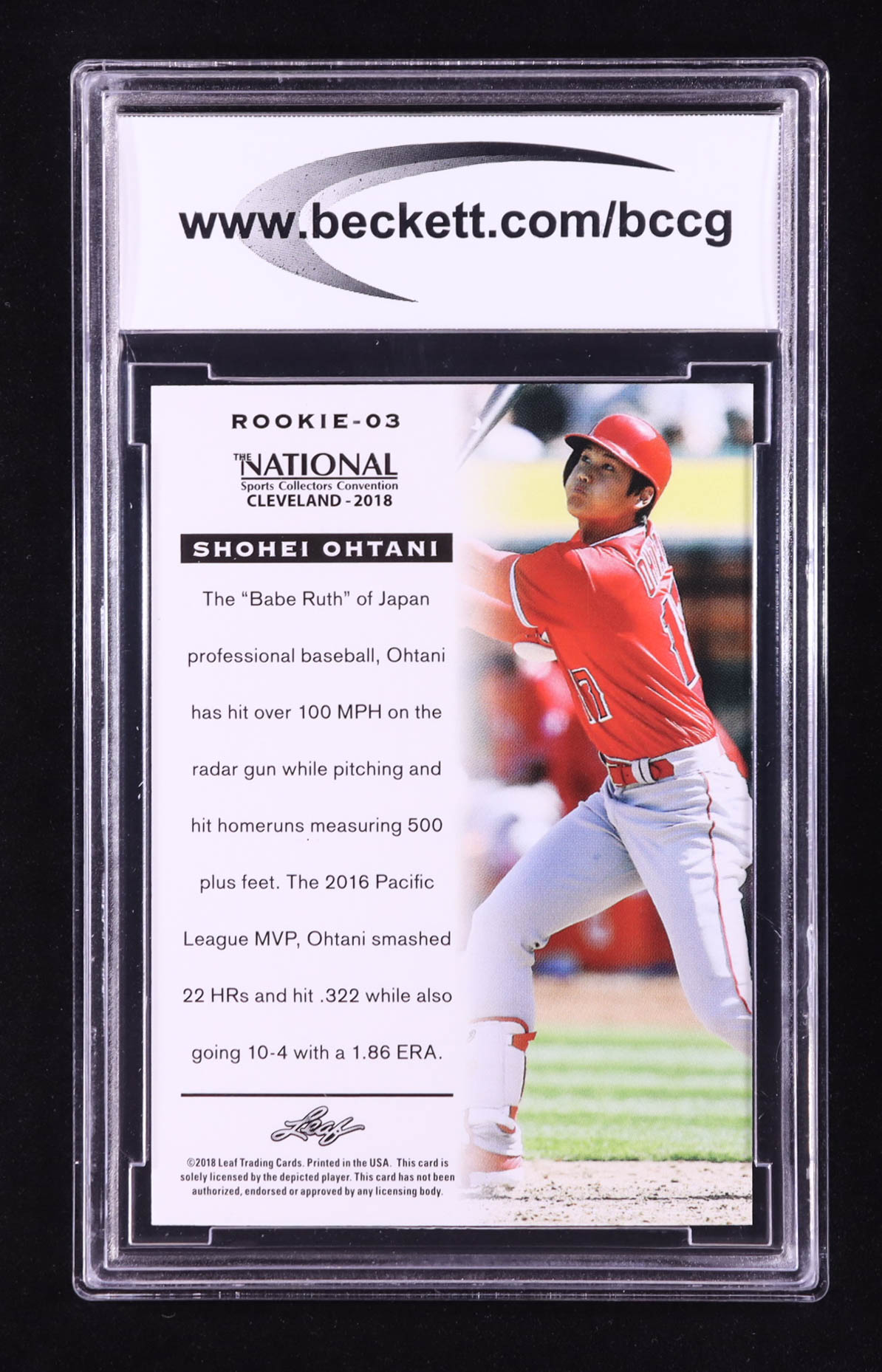 Shohei Ohtani 2018 Leaf National Convention Shohei Ohtani #Rookie03 RC (BCCG 10) at PristineAuction.com Shohei Ohtani 2018 Leaf National Convention Shohei Ohtani #Rookie03 RC (BCCG 10) at PristineAuction.com