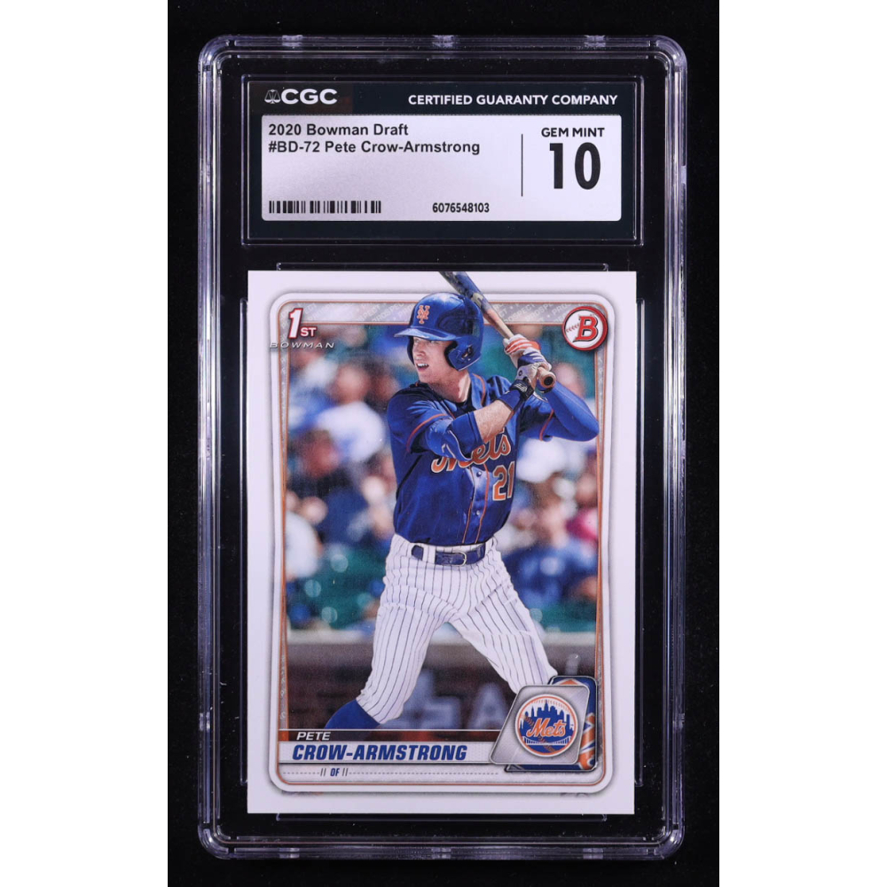 Pete Crow-Armstrong 2020 Bowman Draft #BD72 RC (CGC 10) at PristineAuction.com