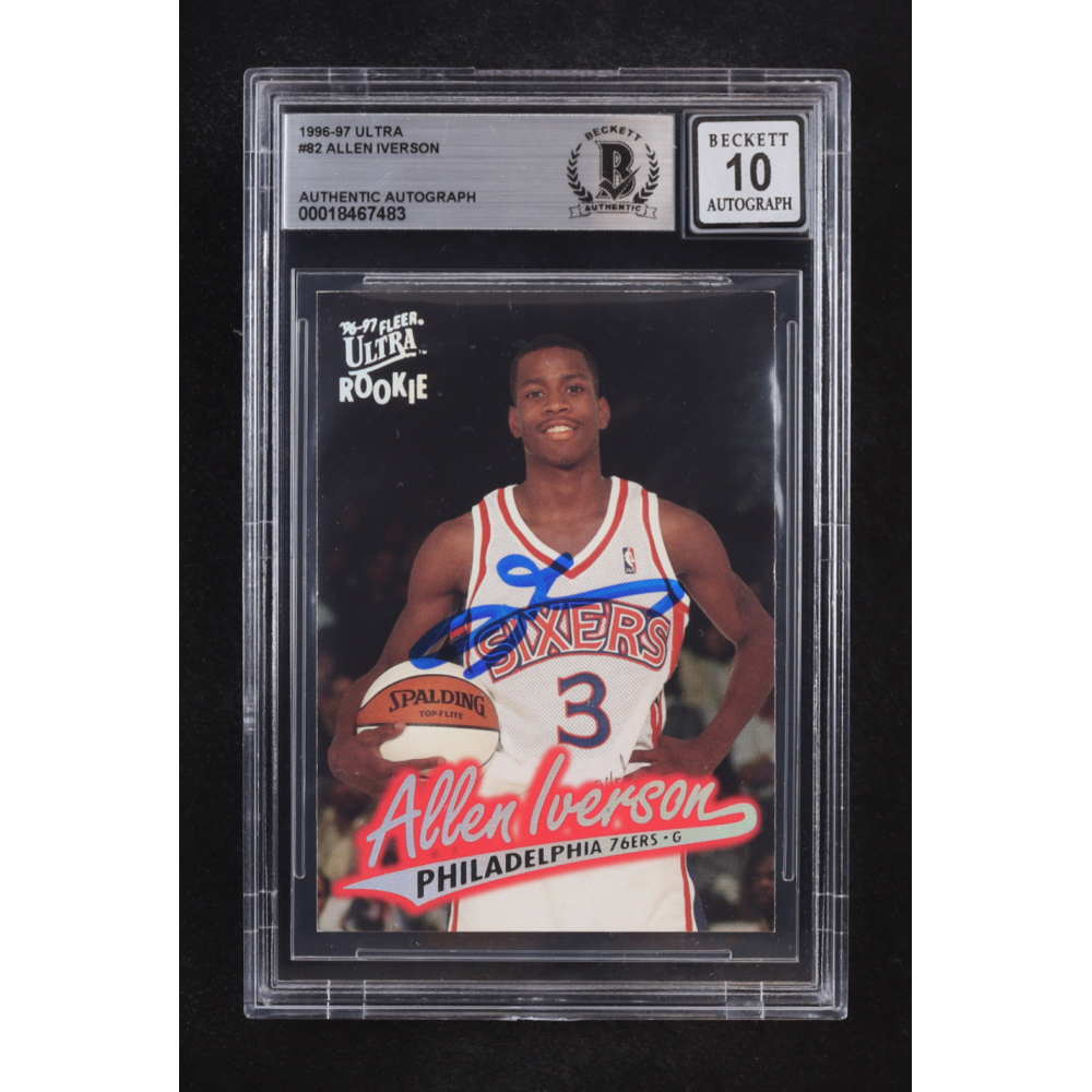 Allen Iverson Signed 1996-97 Fleer Ultra Auto #82 RC (Beckett | Autograph Grade BGS 10) at PristineAuction.com