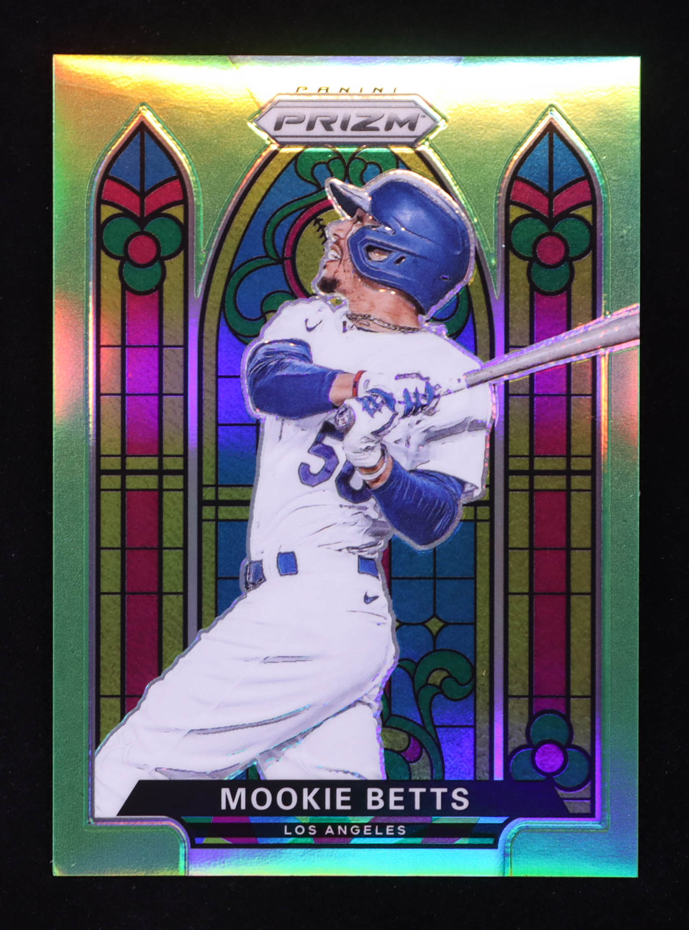Mookie Betts 2021 Panini Prizm Stained Glass Prizms Lime Green #2 #036/125 at PristineAuction.com Mookie Betts 2021 Panini Prizm Stained Glass Prizms Lime Green #2 #036/125 at PristineAuction.com