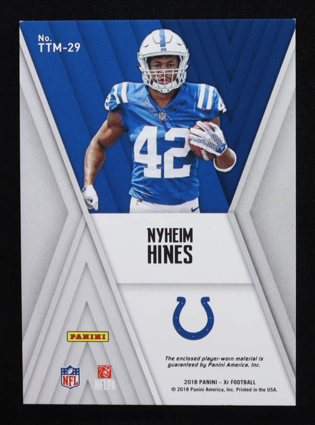 Nyheim Hines 2018 Panini XR Rookie Triple Threats Materials Green #29 #3/5 RC at PristineAuction.com Nyheim Hines 2018 Panini XR Rookie Triple Threats Materials Green #29 #3/5 RC at PristineAuction.com