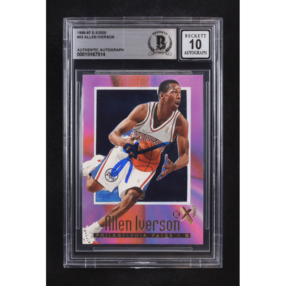 Allen Iverson Signed 1996-97 E-X2000 Auto #53 RC (Beckett | Autograph Grade BGS 10) at PristineAuction.com
