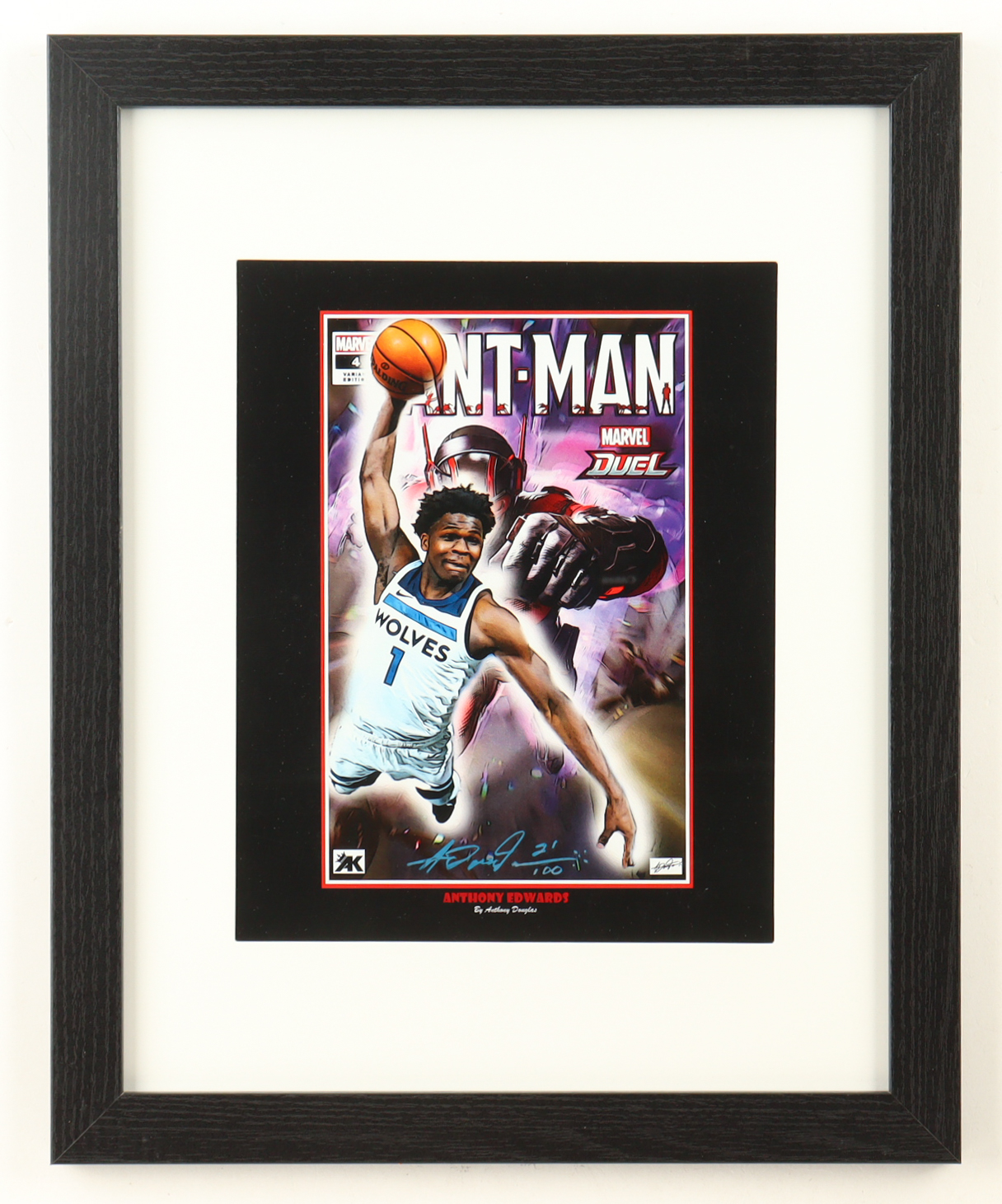 "Anthony Edwards - Ant Man" LE Timberwolves Custom Framed Lithograph Print Display Signed by Anthony Douglas (Douglas) at PristineAuction.com "Anthony Edwards - Ant Man" LE Timberwolves Custom Framed Lithograph Print Display Signed by Anthony Douglas (Douglas) at PristineAuction.com