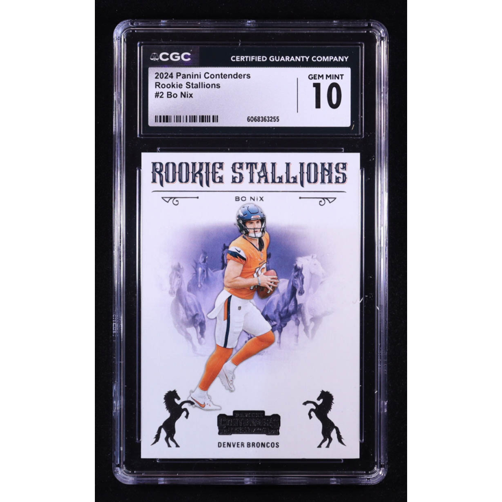 Bo Nix 2024 Panini Contenders Rookie Stallions #2 RC (CGC 10) at PristineAuction.com