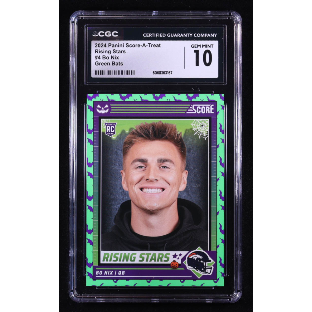 Bo Nix 2024 Score Halloween Rising Stars Bats #4 RC (CGC 10) at PristineAuction.com Bo Nix 2024 Score Halloween Rising Stars Bats #4 RC (CGC 10) at PristineAuction.com