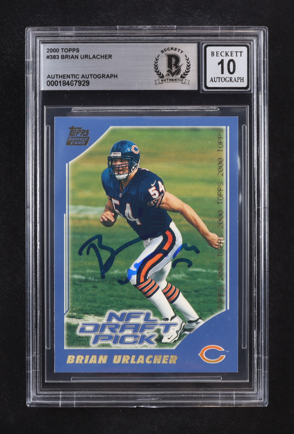 Brian Urlacher Signed 2000 Topps Auto #383 RC (Beckett | Autograph Grade BGS 10) at PristineAuction.com Brian Urlacher Signed 2000 Topps Auto #383 RC (Beckett | Autograph Grade BGS 10) at PristineAuction.com