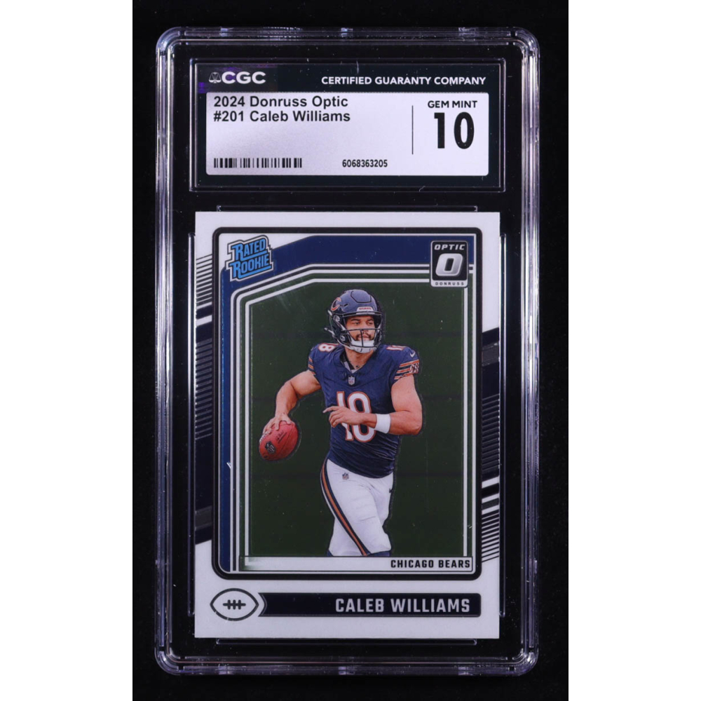 Caleb Williams 2024 Donruss Optic #201 RR RC (CGC 10) at PristineAuction.com Caleb Williams 2024 Donruss Optic #201 RR RC (CGC 10) at PristineAuction.com
