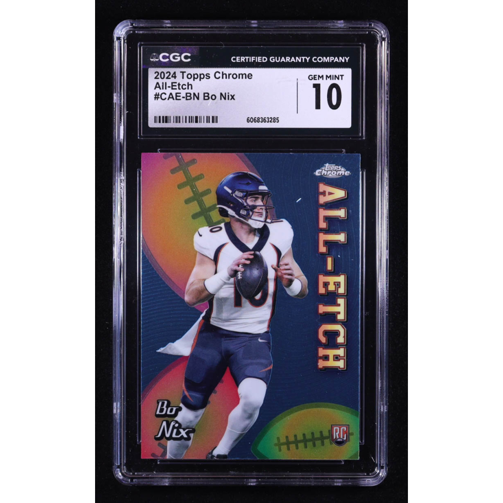 Bo Nix 2024 Topps Chrome All Etch #CAEBN RC (CGC 10) at PristineAuction.com Bo Nix 2024 Topps Chrome All Etch #CAEBN RC (CGC 10) at PristineAuction.com