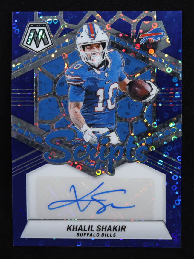 Khalil Shakir 2024 Panini Mosaic Scripts No Huddle Blue #52 at PristineAuction.com Khalil Shakir 2024 Panini Mosaic Scripts No Huddle Blue #52 at PristineAuction.com