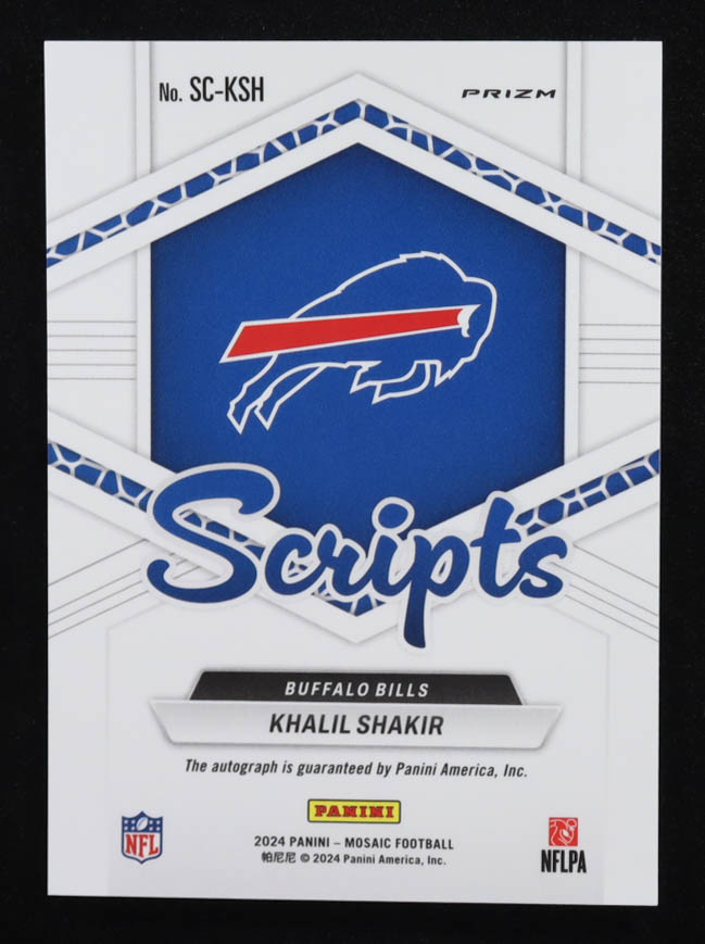 Khalil Shakir 2024 Panini Mosaic Scripts No Huddle Blue #52 at PristineAuction.com Khalil Shakir 2024 Panini Mosaic Scripts No Huddle Blue #52 at PristineAuction.com