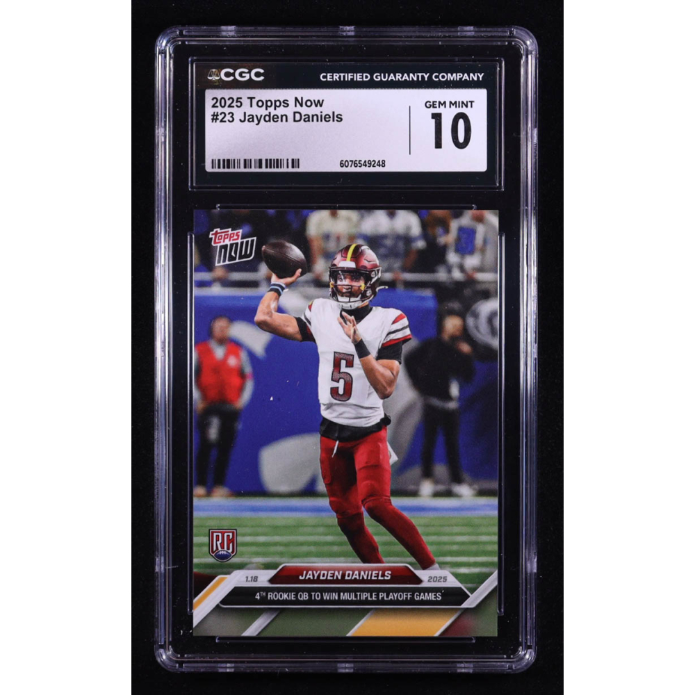 Jayden Daniels 2025 Topps Now #23 RC (CGC 10) at PristineAuction.com Jayden Daniels 2025 Topps Now #23 RC (CGC 10) at PristineAuction.com