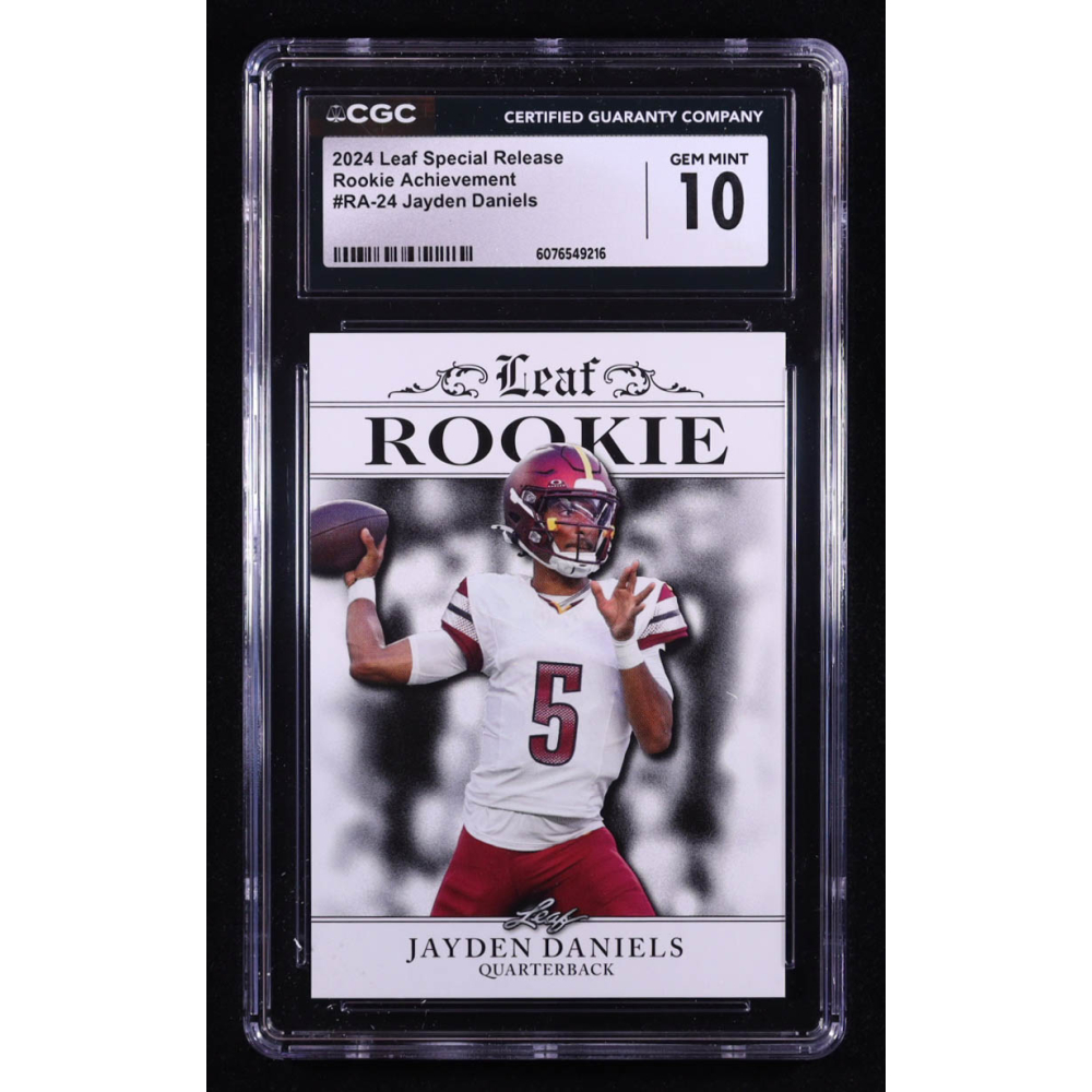 Jayden Daniels 2024 Leaf Special Release Rookie Achievement #RA24 RC (CGC 10) at PristineAuction.com Jayden Daniels 2024 Leaf Special Release Rookie Achievement #RA24 RC (CGC 10) at PristineAuction.com