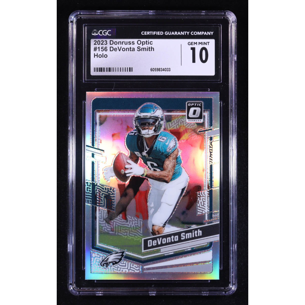 DeVonta Smith 2023 Donruss Optic Holo #156 (CGC 10) at PristineAuction.com DeVonta Smith 2023 Donruss Optic Holo #156 (CGC 10) at PristineAuction.com