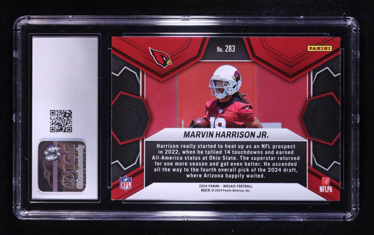 Marvin Harrison Jr. 2024 Panini Mosaic #283 DEB RC (CGC 10) at PristineAuction.com Marvin Harrison Jr. 2024 Panini Mosaic #283 DEB RC (CGC 10) at PristineAuction.com