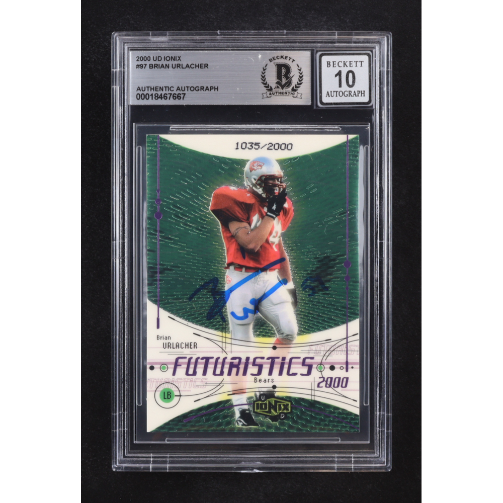 Brian Urlacher Signed 2000 Upper Deck Ionix Futuristics Auto #97 RC #1035/2000 (Beckett | Autograph Grade BGS 10) at PristineAuction.com