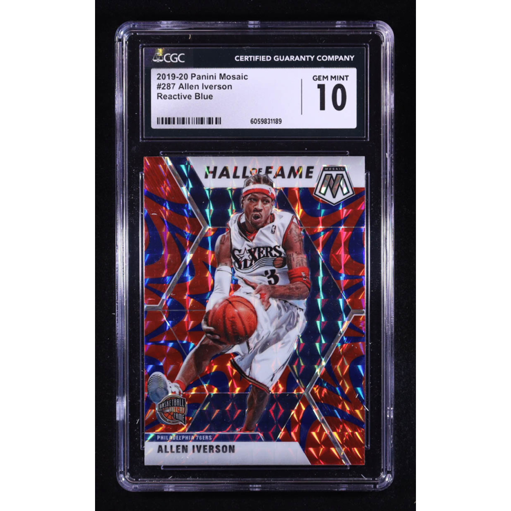 Allen Iverson 2019-20 Panini Mosaic Mosaic Blue Reactive #287 HOF (CGC 10) at PristineAuction.com