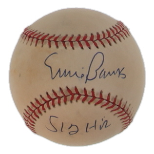 Ernie Banks Signed ONL Baseball Inscribed "512 HRs" (JSA) at PristineAuction.com Ernie Banks Signed ONL Baseball Inscribed "512 HRs" (JSA) at PristineAuction.com