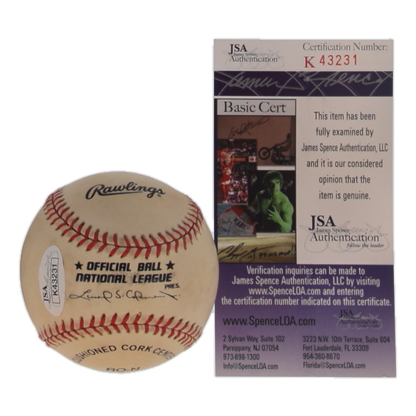 Ernie Banks Signed ONL Baseball Inscribed "512 HRs" (JSA) at PristineAuction.com Ernie Banks Signed ONL Baseball Inscribed "512 HRs" (JSA) at PristineAuction.com