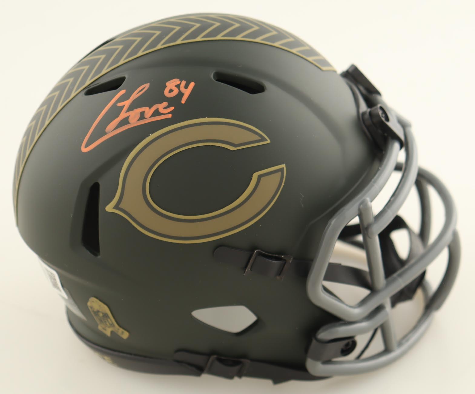 Colston Loveland Signed Bears Salute To Service Alternate Speed Mini Helmet (Beckett) at PristineAuction.com Colston Loveland Signed Bears Salute To Service Alternate Speed Mini Helmet (Beckett) at PristineAuction.com