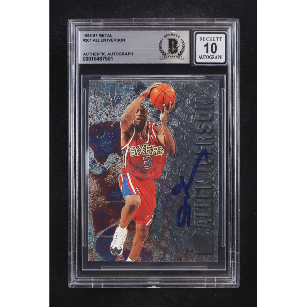 Allen Iverson Signed 1996-97 Fleer Metal Auto #201 RC (Beckett | Autograph Grade BGS 10) at PristineAuction.com
