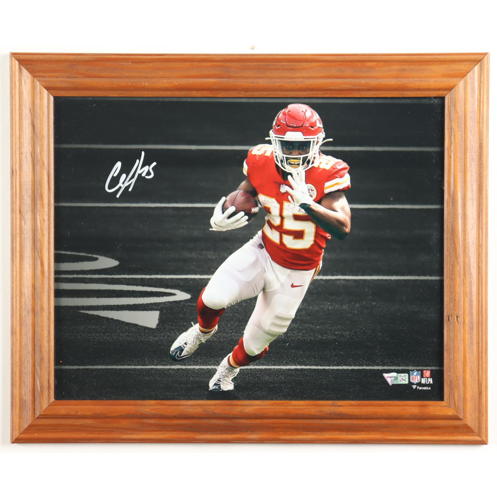 Clyde Edwards-Helaire Signed Chiefs Custom Framed Photo Display (Fanatics) at PristineAuction.com