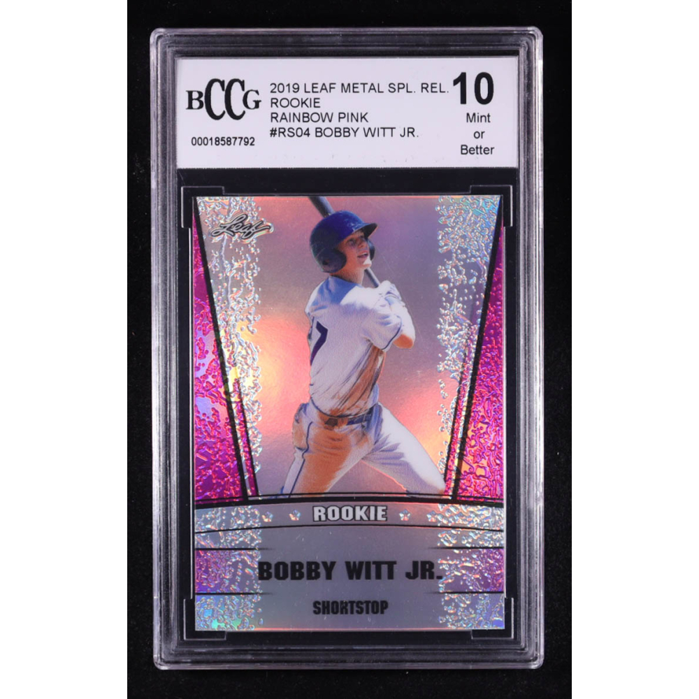 Bobby Witt Jr. 2019 Leaf Metal Special Release Rookie Silver Rainbow Pink #SR1904 #/10 RC (BCCG 10) at PristineAuction.com