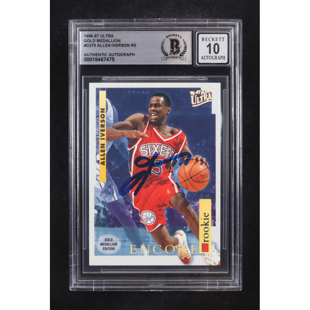 Allen Iverson Signed 1996-97 Fleer Ultra Gold Medallion Encore Auto #G-270 RC (Beckett | Autograph Grade BGS 10) at PristineAuction.com