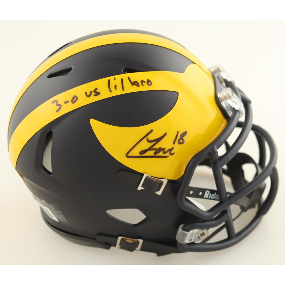 Colston Loveland Signed Michigan Wolverines Speed Mini Helmet Inscribed "3-0 Vs Lil Bro" (Beckett) at PristineAuction.com