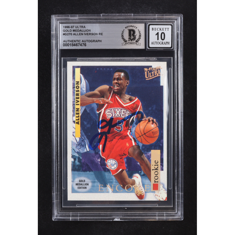 Allen Iverson Signed 1996-97 Fleer Ultra Gold Medallion Encore Auto #G-270 RC (Beckett | Autograph Grade BGS 10) at PristineAuction.com