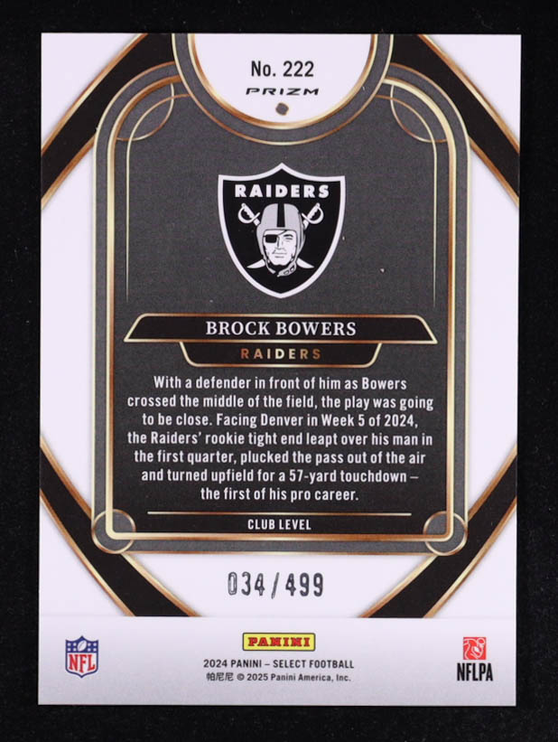 Brock Bowers 2024 Select Prizm Neon Green Shock #222 #034/499 RC at PristineAuction.com Brock Bowers 2024 Select Prizm Neon Green Shock #222 #034/499 RC at PristineAuction.com