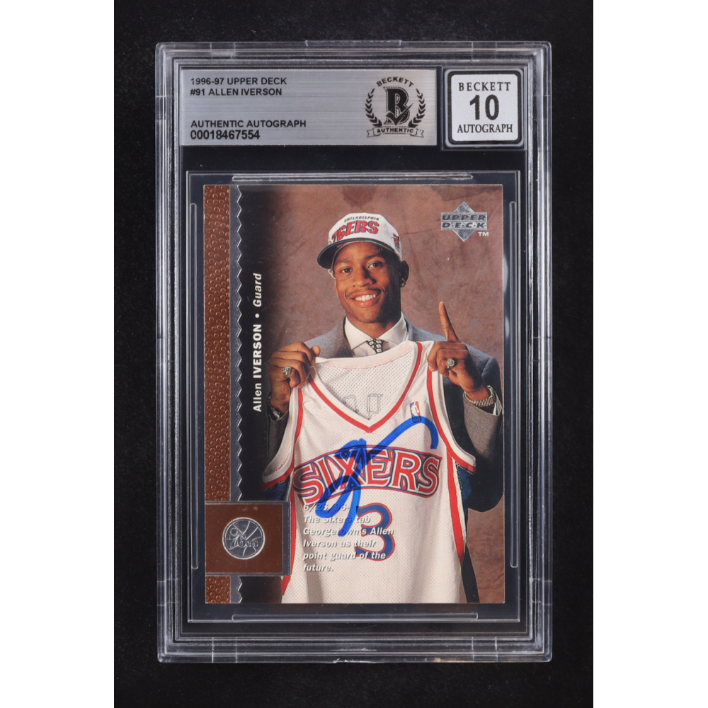 Allen Iverson Signed 1996-97 Upper Deck Auto #91 RC (Beckett | Autograph Grade BGS 10) at PristineAuction.com