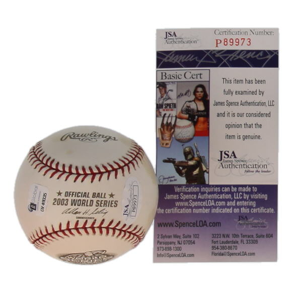 Jack McKeon Signed Official 2003 World Series Logo Baseball (JSA) at PristineAuction.com Jack McKeon Signed Official 2003 World Series Logo Baseball (JSA) at PristineAuction.com