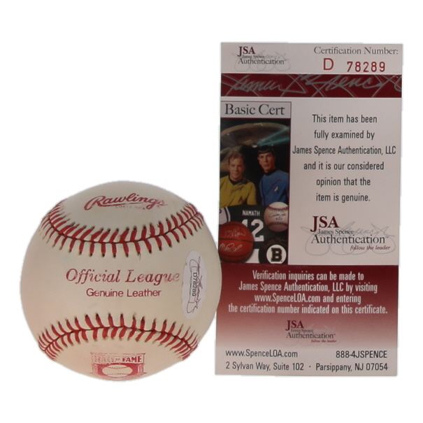 Eddie Mathews Signed OL Hall of Fame Logo Baseball (JSA) at PristineAuction.com Eddie Mathews Signed OL Hall of Fame Logo Baseball (JSA) at PristineAuction.com