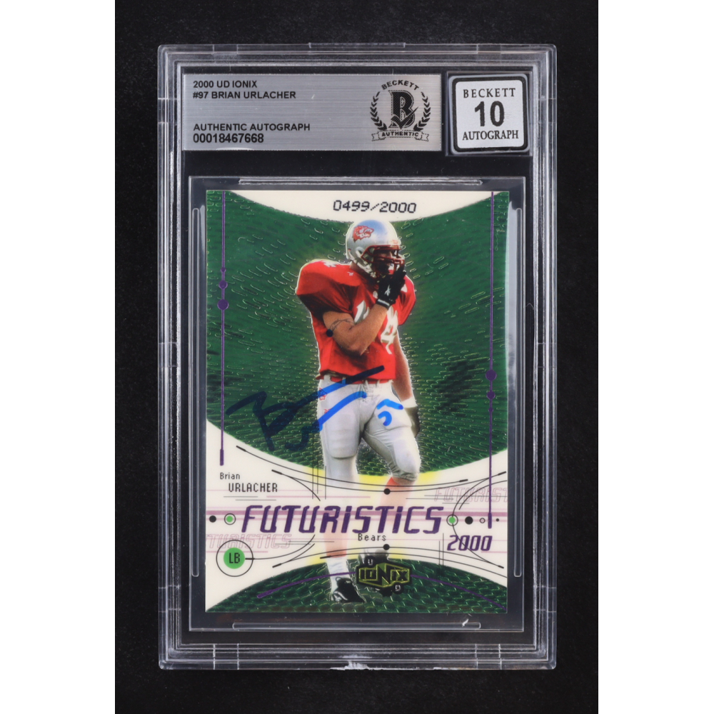 Brian Urlacher Signed 2000 Upper Deck Ionix Futuristics Auto #97 RC #0499/2000 (Beckett | Autograph Grade BGS 10) at PristineAuction.com
